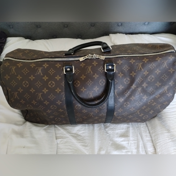 LOUIS VUITTON Keepall Bandouliere 55 Travel Duffle Bag Monogram Macassar . - Picture 3 of 14